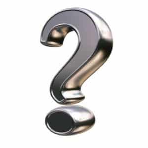 Metallic question mark symbol representing inquiries about boiler efficiency and functionality.
